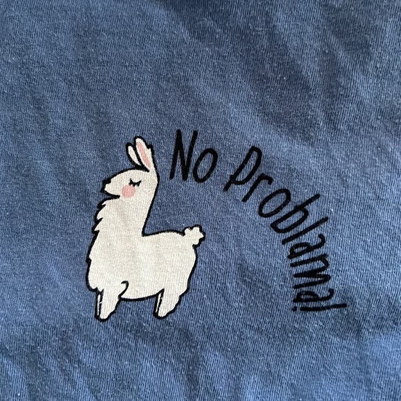 “No Problama” Llama detail, L (childrens) Papaya t shirt, cropped - Picture 2 of 4